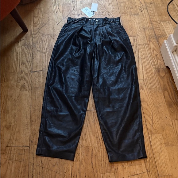 7 for all man kind  Black Leather-Style Trousers - Picture 5 of 10